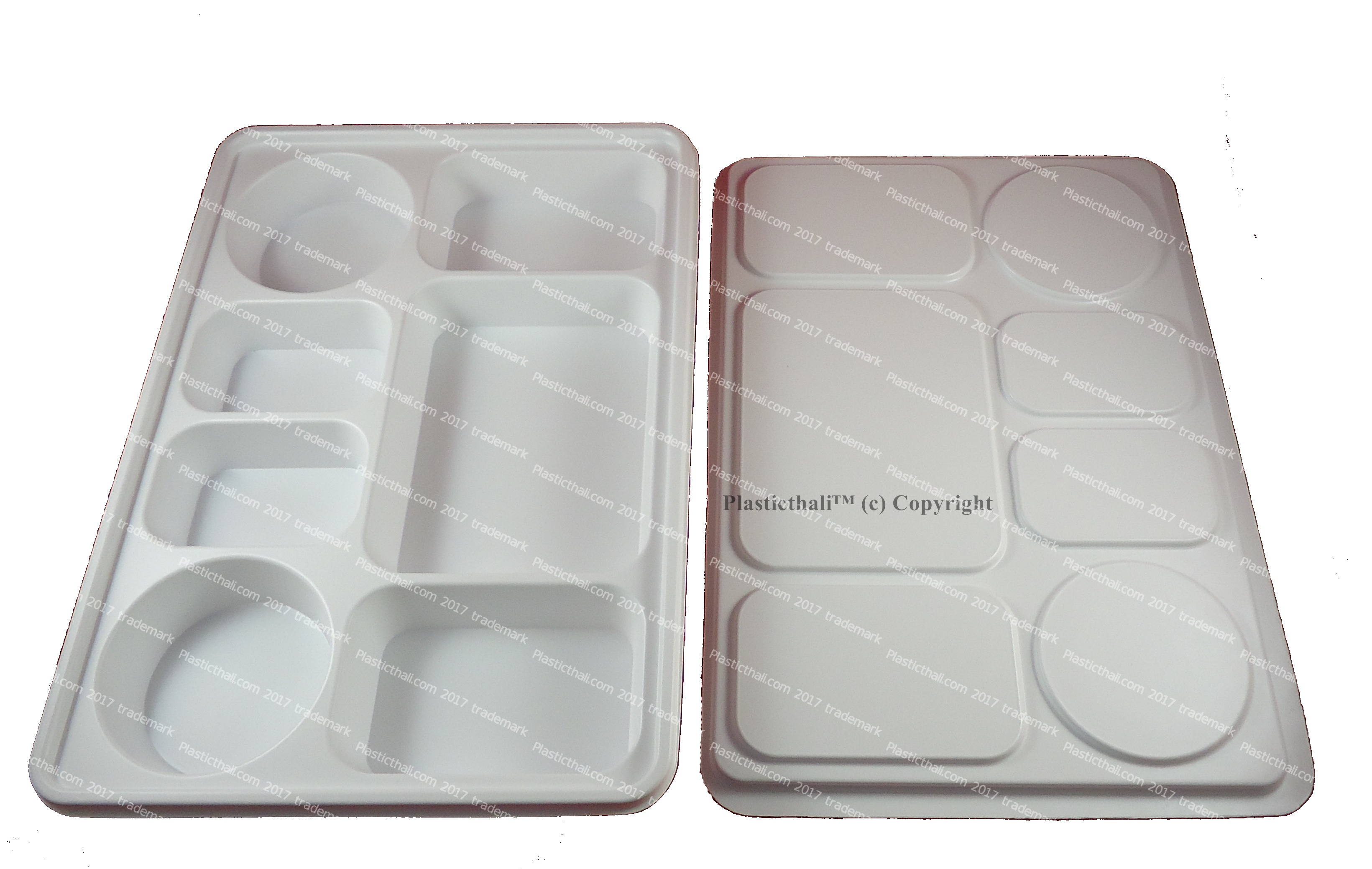 Plastic Disposable Plate (Thali) w/ 7 Compartment & Lid White 100 Pcs